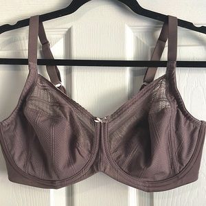 Lilyette Minimizer Enchantment Underwire Bra 34DD 34E Unlined Rum Raisin